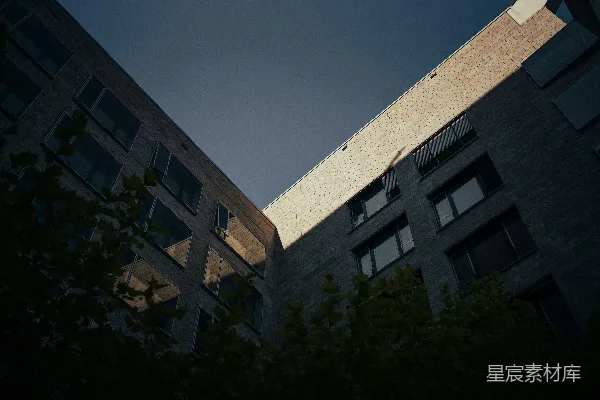 高清摄影 建筑物和树木在戏剧性的天空下