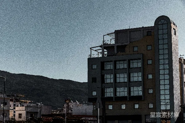 高清摄影 现代建筑与山脉背景