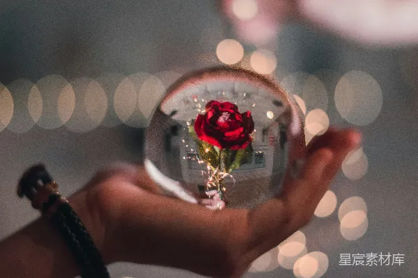 红玫瑰花玻璃装饰品