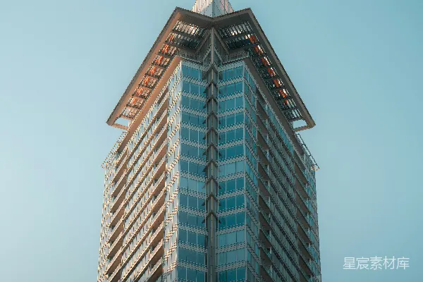 高清摄影 现代化摩天大楼与清澈湛蓝的天空相映成趣。