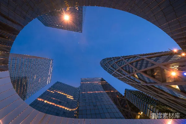 高清摄影 夜晚城市建筑的俯视图
