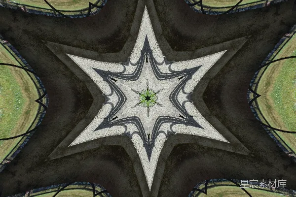 灰色和绿色元素对称的星形图案