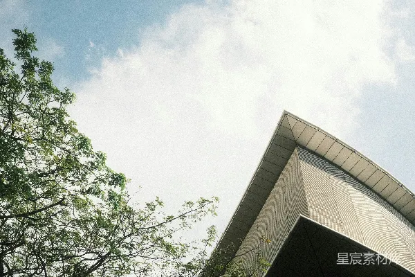 高清摄影 现代建筑的角落映衬在多云的天空下