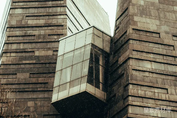 高清摄影 现代石建筑，带有玻璃建筑元素。