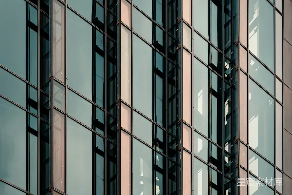 高清摄影 现代玻璃建筑立面，带有反射窗户