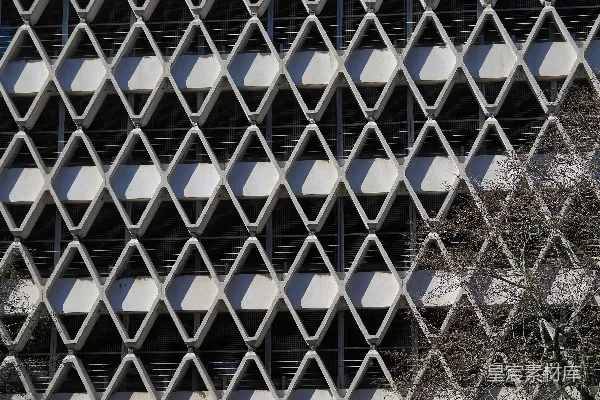 高清摄影 建筑物外墙上的钻石形几何图案