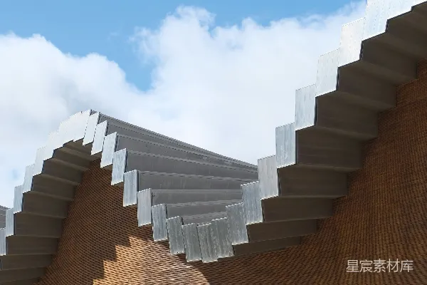 高清摄影 现代建筑，波浪形屋顶，在蓝天下的背景下