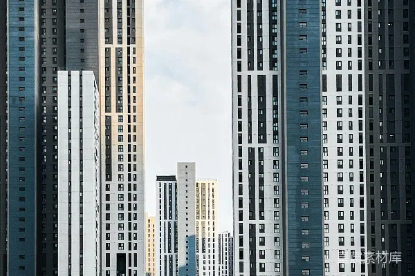 一座城市中众多高大的建筑物的一个大型群体