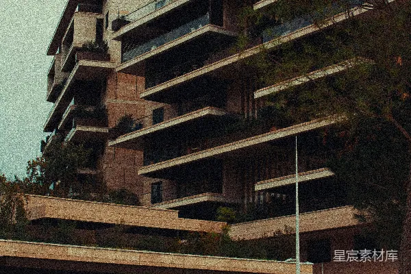 高清摄影 带有阳台和店面的现代建筑。