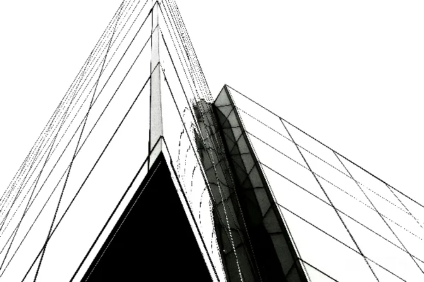 高清摄影 现代玻璃建筑外墙在白色天空背景下