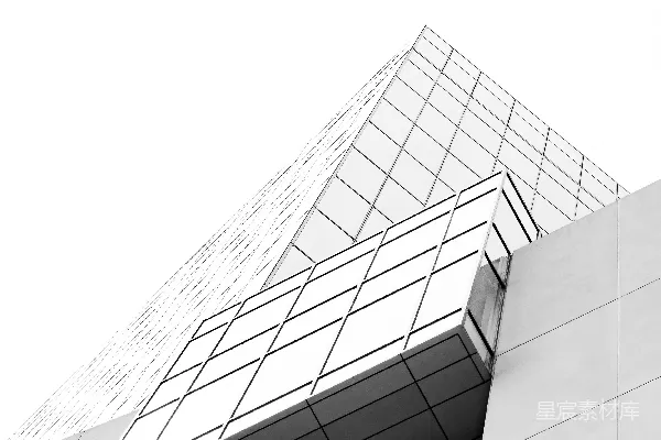 高清摄影 现代建筑，带有几何玻璃幕墙。
