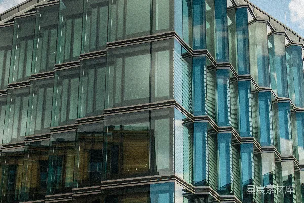 高清摄影 现代化的玻璃建筑反射着蓝天和白云。