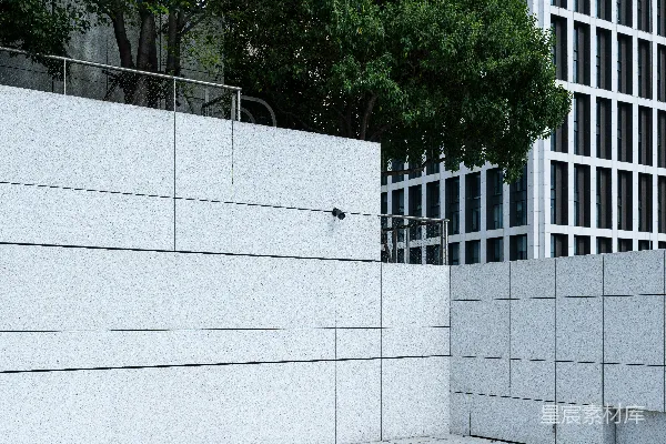 高清摄影 带有树木和几何图案的现代建筑