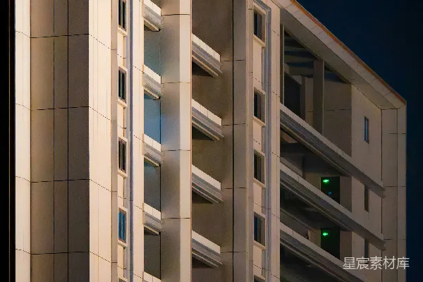 高清摄影 现代建筑外立面在夜晚灯火通明。