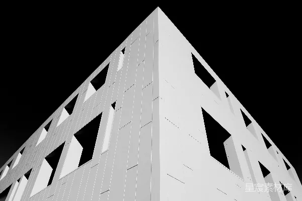 高清摄影 白色混凝土建筑，背景黑色