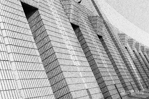高清摄影 瓷砖建筑外墙，带有重复的几何图案。
