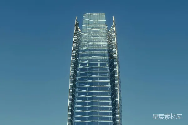 高清摄影 现代摩天大楼矗立在清澈的蓝天之下