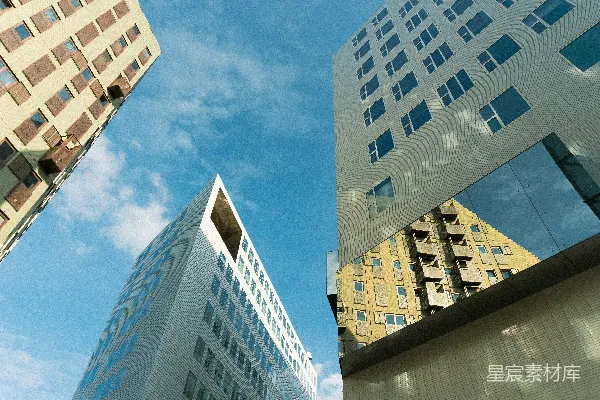 高清摄影 两栋高大的建筑并排矗立着。