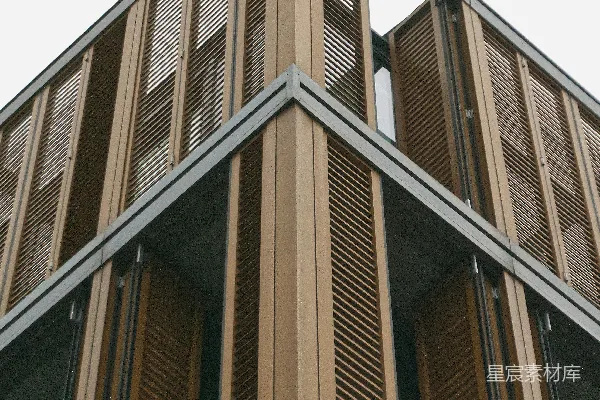 高清摄影 现代建筑的角落，带有木制百叶窗