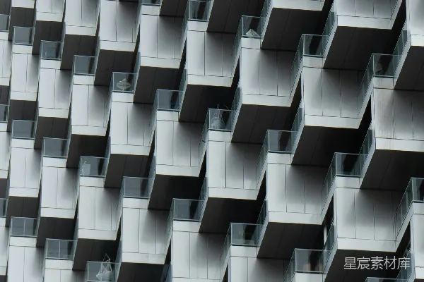 高清摄影 现代建筑外墙具有重复的几何图案。