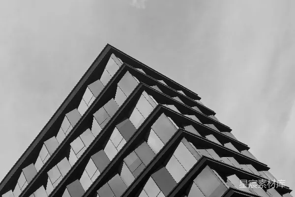 高清摄影 一张黑白照片，展示了一座建筑物。