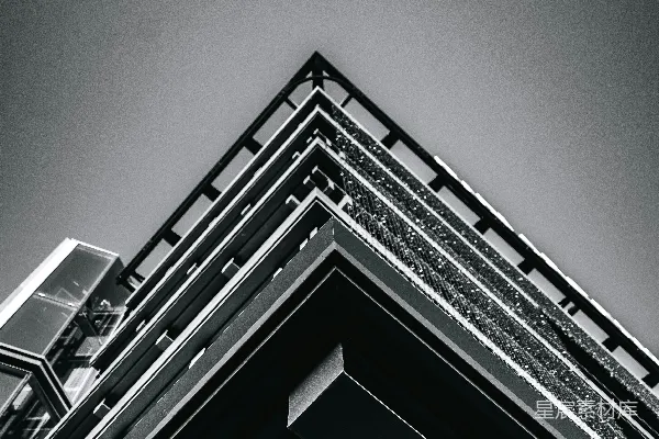 高清摄影 一张黑白照片，显示一座建筑物。
