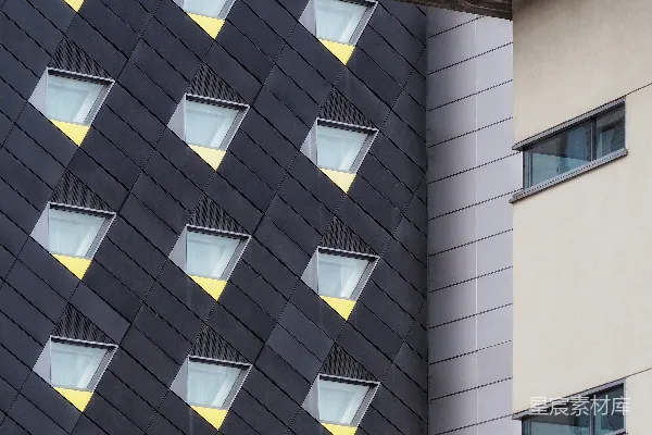 高清摄影 现代建筑外立面，带有菱形窗格