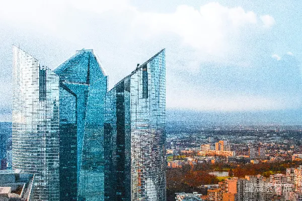 高清摄影 一座大城市中的一些非常高的建筑物的景象