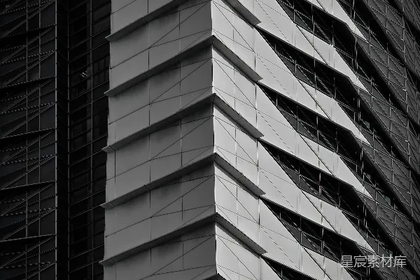 高清摄影 一座现代化建筑的黑白建筑风格，线条分明。
