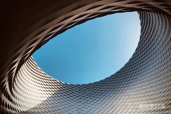 高清摄影 圆形的白色混凝土建筑屋顶视角