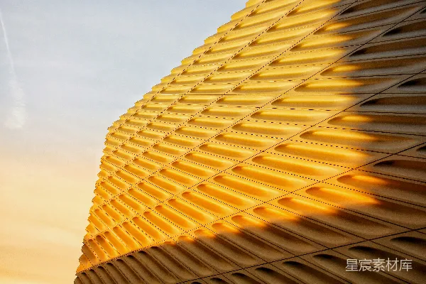 高清摄影 现代建筑立面在温暖的夕阳光线下