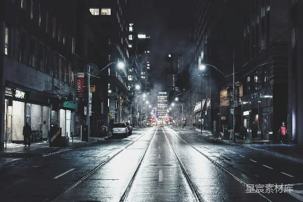 高清摄影 夜晚城市中的空旷道路