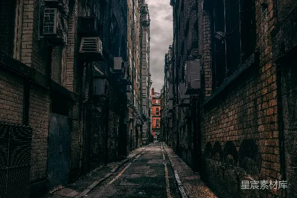 高清摄影 白天水泥建筑之间的空旷道路
