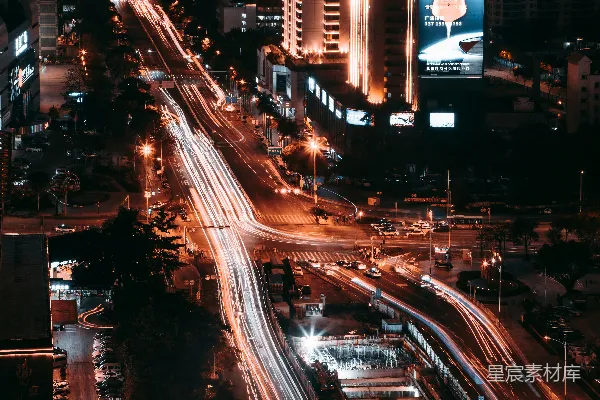高清摄影 夜晚城市的空中俯瞰图