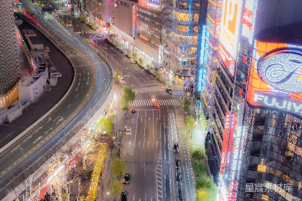 高清摄影 夜晚繁华的城市街道景色。