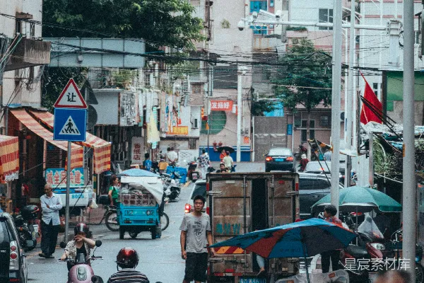 高清摄影 一条繁忙的城市街道，车流滚滚。