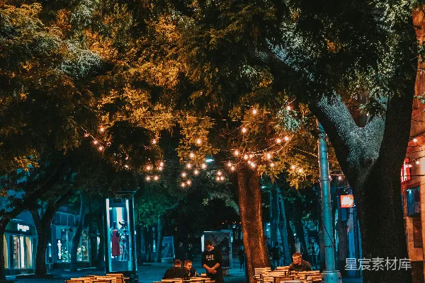 高清摄影 夜晚在街上行走的人