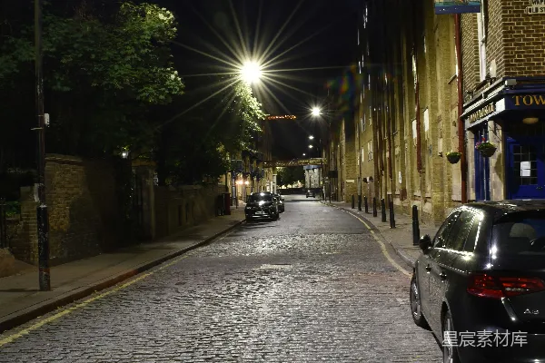 高清摄影 夜间道路上的黑色汽车