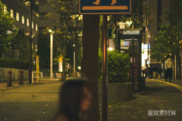 高清摄影 夜间城市街道上的行人横道标志。
