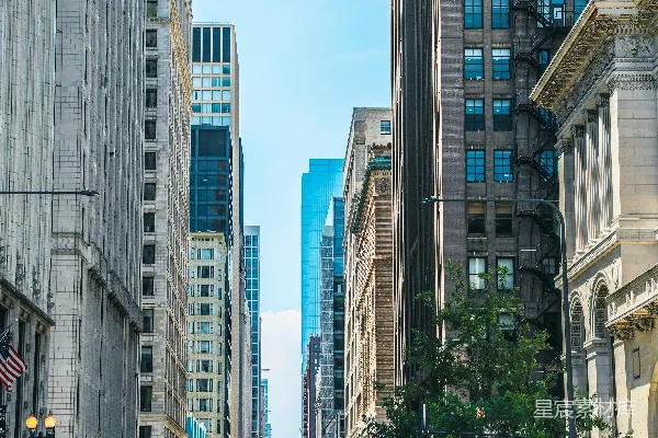 高清摄影 一条充满高楼的街道