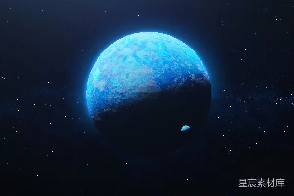 高清摄影 一幅艺术家对太空中的蓝色星球的渲染图。