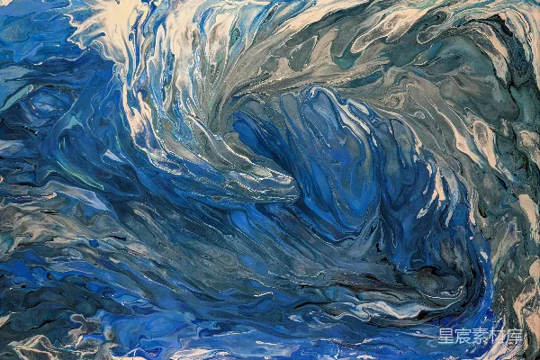 高清摄影 一幅蓝色和白色的波浪画
