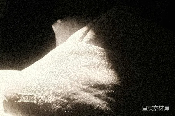高清摄影 一张黑白照片，床上有一只枕头。