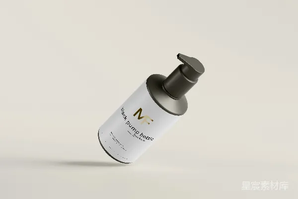 高清摄影 一个白色瓶子配有一个黑色瓶盖，背景为白色。
