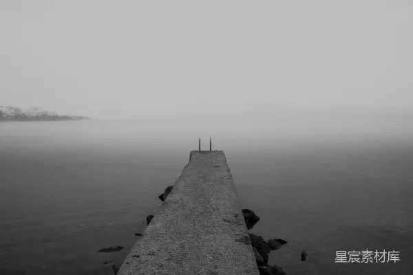 高清摄影 灰度摄影中的混凝土海滩码头