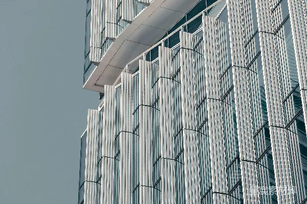 一栋高大的建筑与一座桥连接