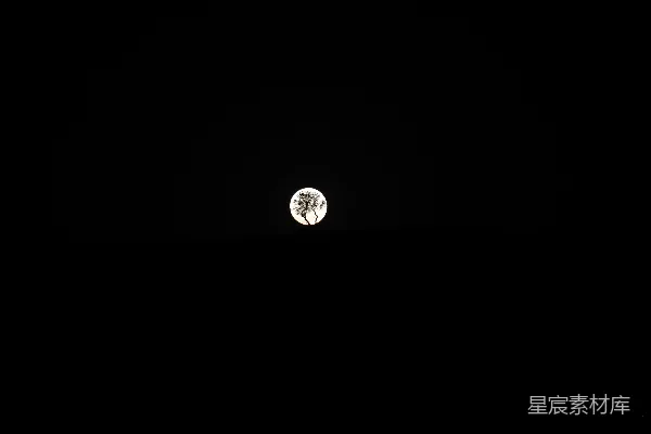 高清摄影 在黑暗的天空中，看到一轮满月。