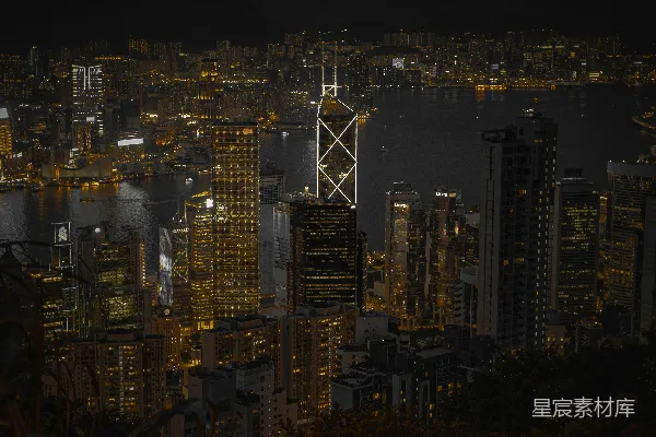 高清摄影 从山顶俯瞰夜晚的城市景色