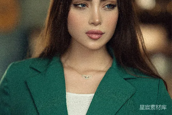 一个穿绿色套装的女人