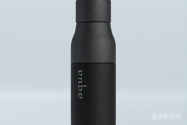 高清摄影 一个黑色的带盖瓶子放在白色背景上。